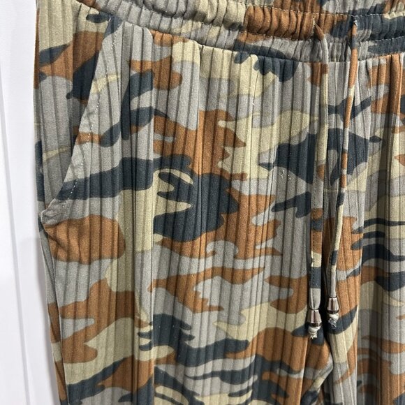 Hot Kiss Elastic Waist Drawstring Casual Camo Ribbed Jogger Pants Sz Large Comfy - Picture 4 of 11